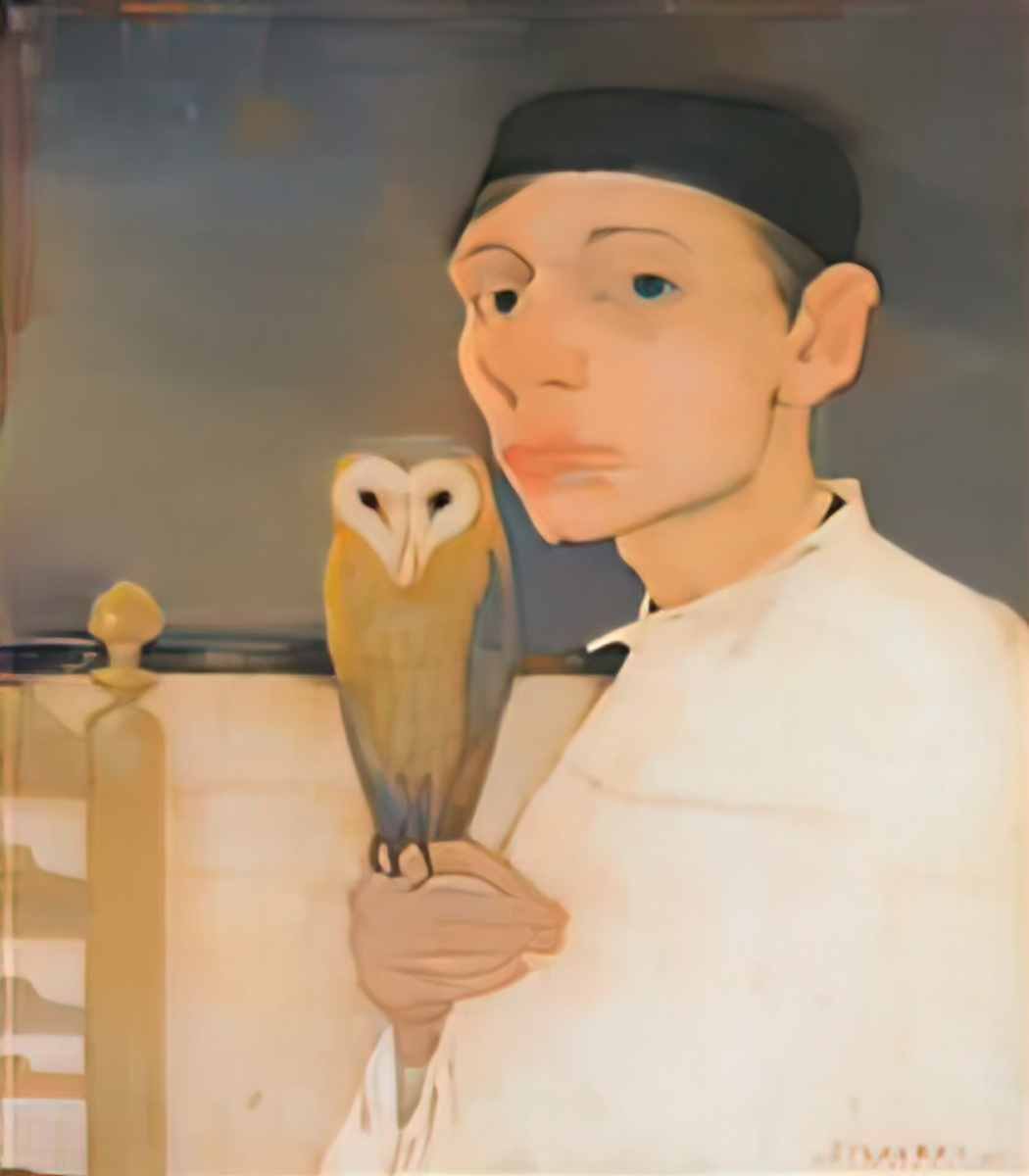Jan Mankes self portrait with owl by jan mankes Art A4 Photo Print UK