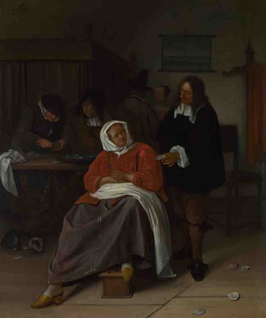 Jan Steen An Interior with a Man offering an Oyster to a Woman A4 Photo Print