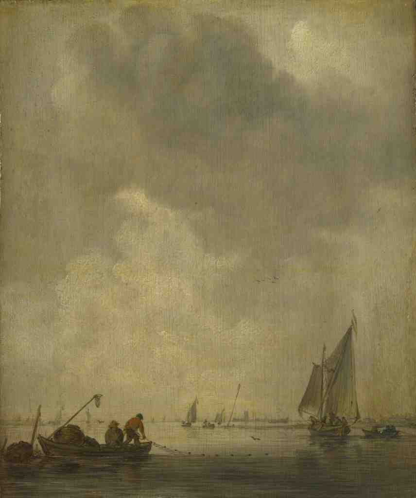 Jan van Goyen A River Scene, with Fishermen laying a Net A4 Photo Print