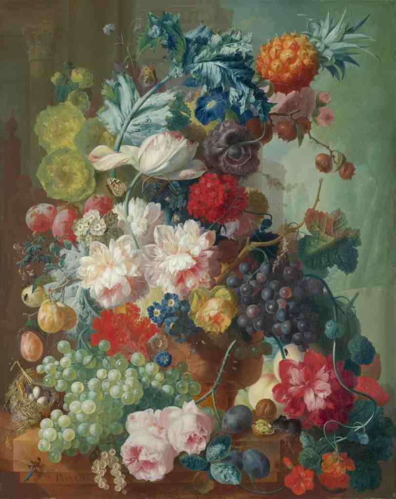 Jan van Os Fruit and Flowers in a Terracotta Vase A4 Photo Print
