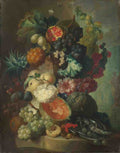 Jan van Os Fruit, Flowers and a Fish A4 Photo Print