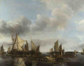 Jan van de Cappelle A River Scene with a Large Ferry A4 Photo Print