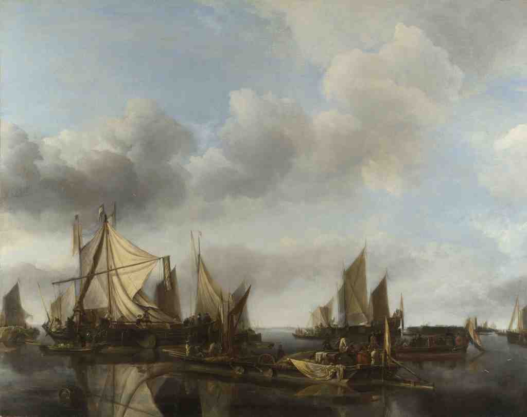 Jan van de Cappelle A River Scene with a Large Ferry A4 Photo Print