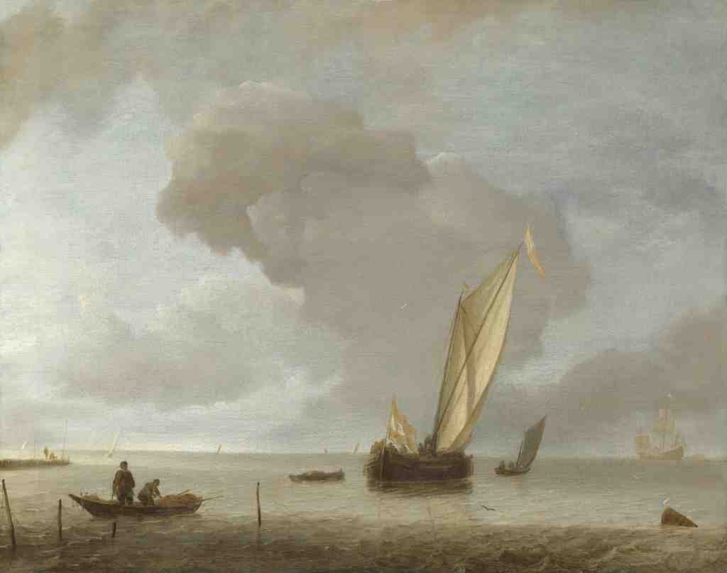 Jan van de Cappelle A Small Dutch Vessel before a Light Breeze A4 Photo Print