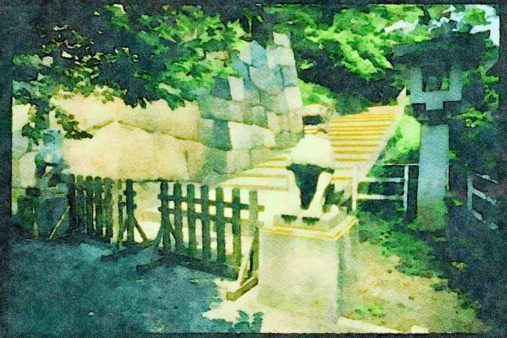Japan 065020 Guardian Statue A4 Limited Edition Watercolour Print