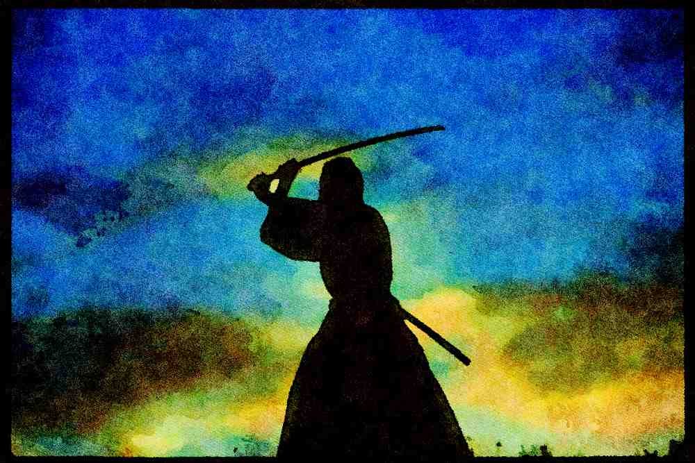 Japan 065025 Silhouette Of A Kendoka A4 Limited Edition Watercolour Print