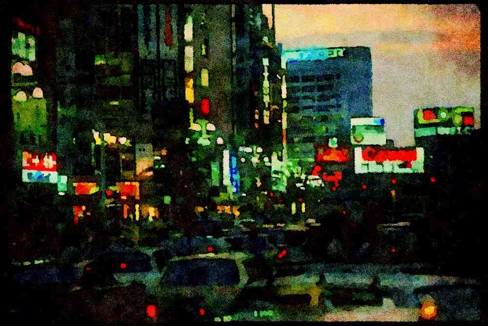 Japan 065035 Commercial Center A4 Limited Edition Watercolour Print