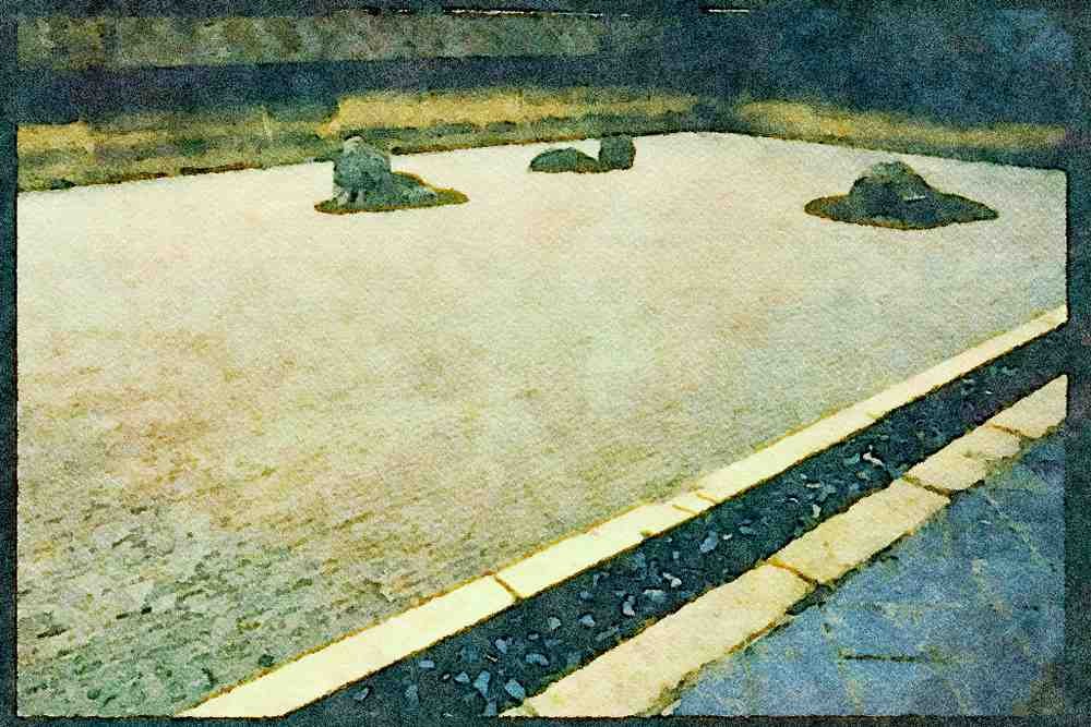 Japan 065094 Ryoanji Zen Temple Rock Garden A4 Limited Edition Watercolour Print
