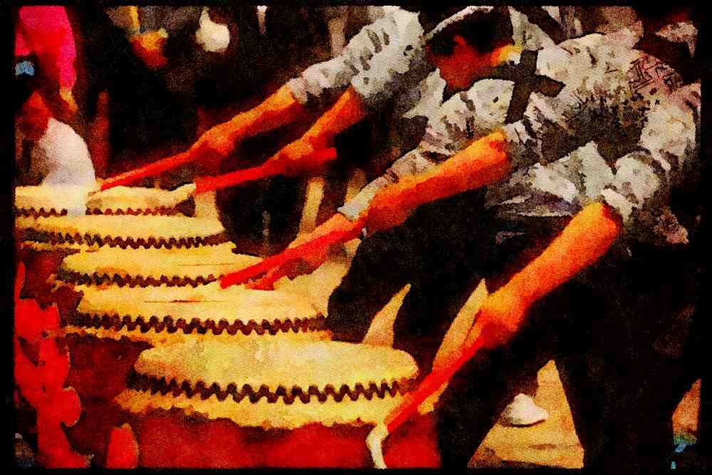 Japan 065101 Drummers, Tokyo A4 Limited Edition Watercolour Print