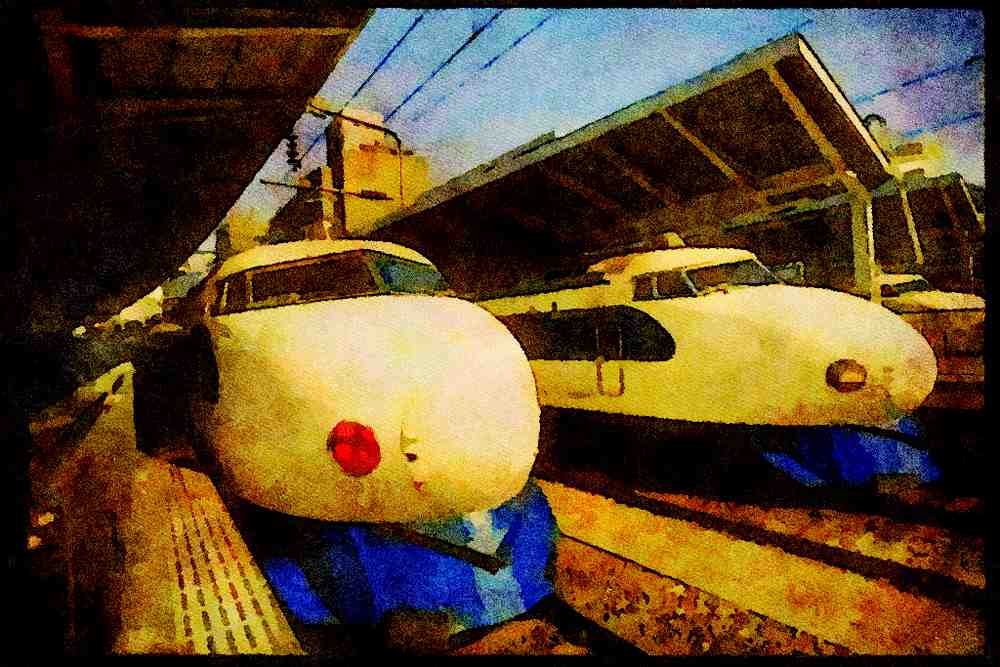Japan 065103 Bullet Train, Tokyo Station A4 Limited Edition Watercolour Print