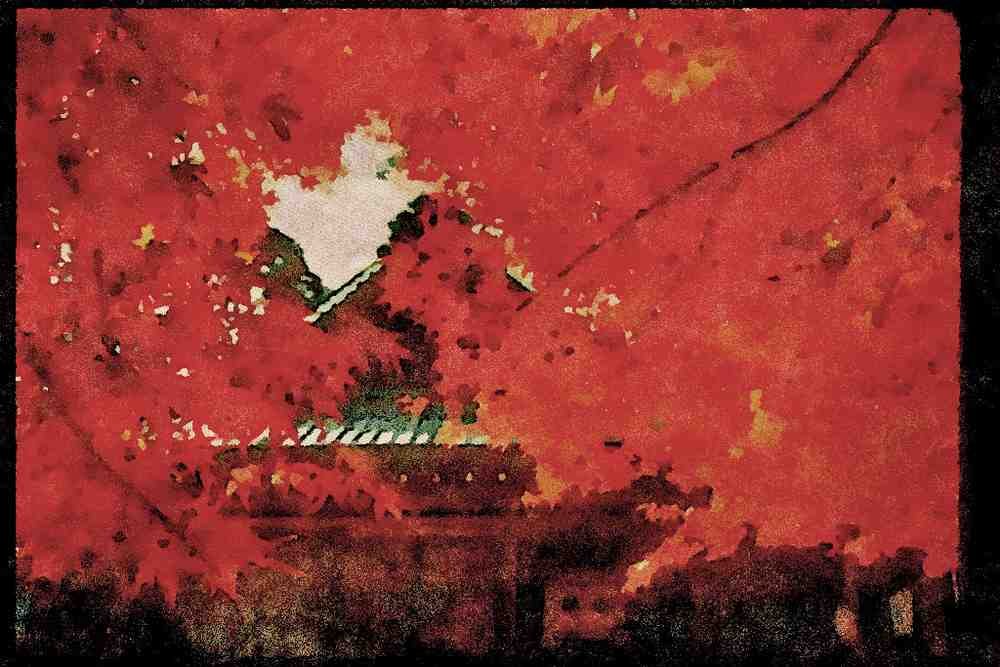 Japan 065122 Maple Leaves And Temple Mt. Takao A4 Limited Edition Watercolour Print