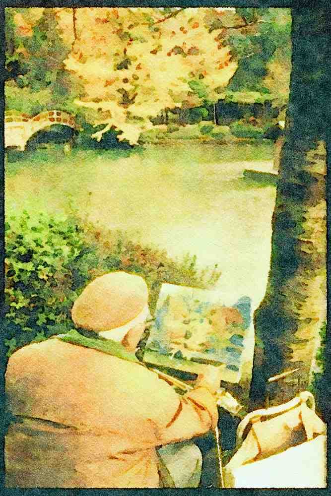 Japan 065135 Painter In Autumn Tokyo A4 Limited Edition Watercolour Print