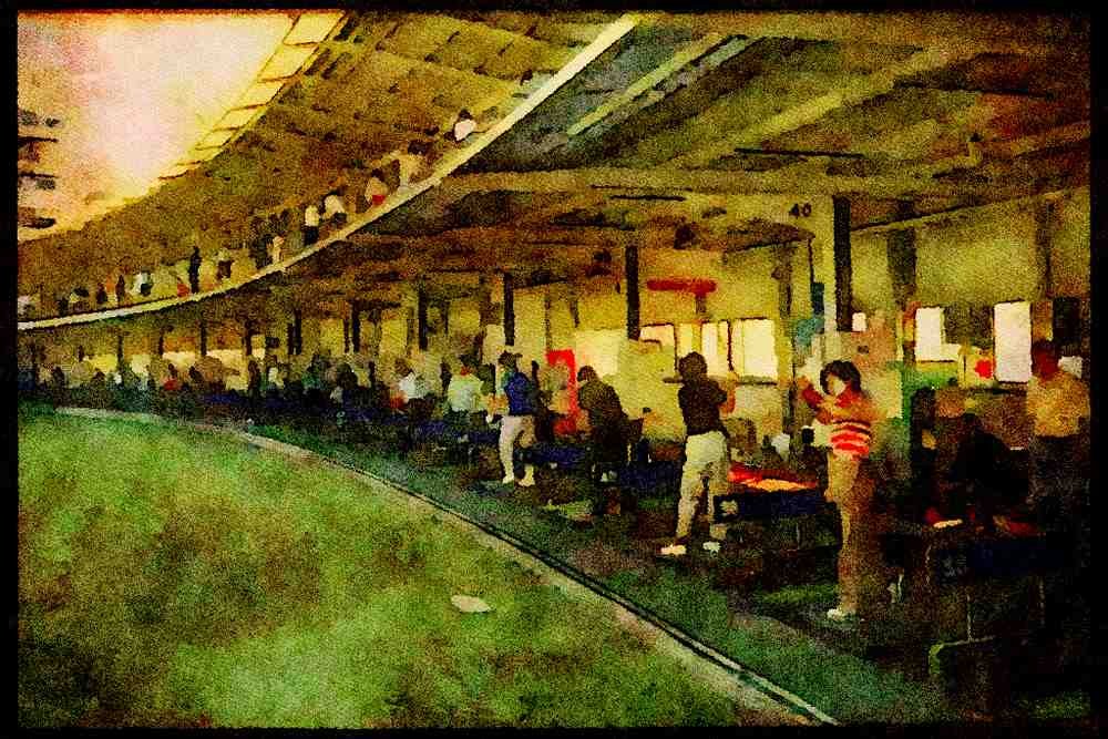 Japan 065140 Two Tier Driving Range Tokyo A4 Limited Edition Watercolour Print