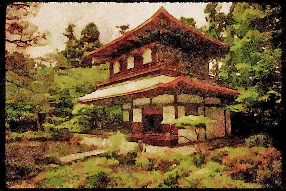 Japan 065149 Silver Pavilion Kyoto A4 Limited Edition Watercolour Print