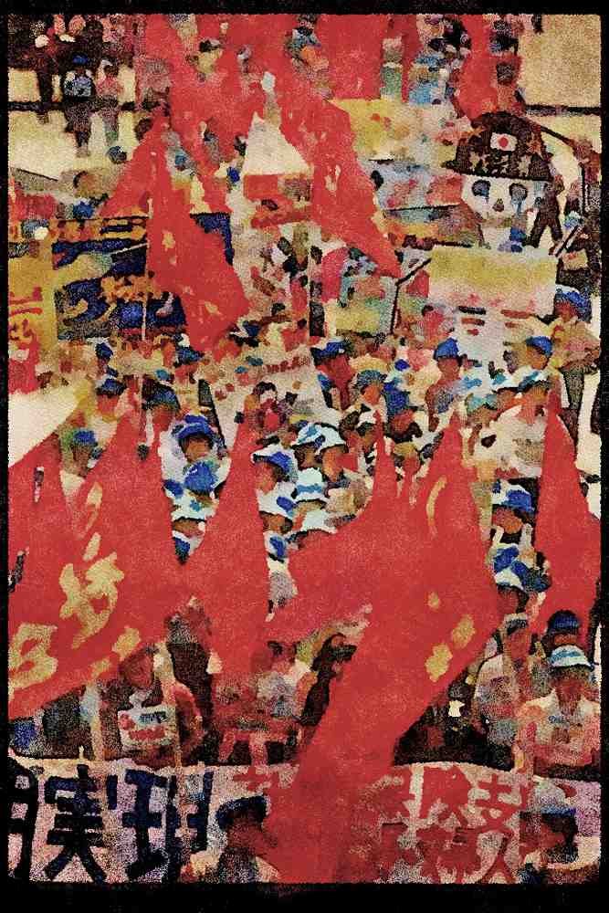 Japan 065151 May Day Parade, Tokyo A4 Limited Edition Watercolour Print