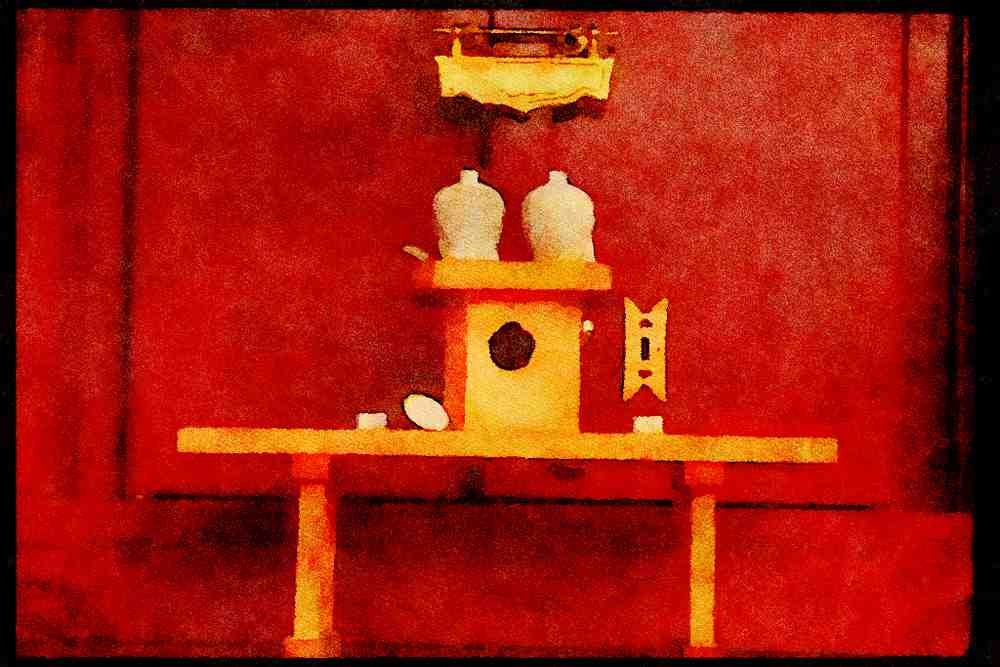 Japan 065171 Tea Service At Temple Door Kamakura, Japan A4 Limited Edition Watercolour Print