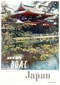 Japan Temple Pond Vintage Retro Advert Poster A4 Photo Print