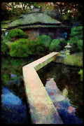 Japanese Japan Garden 334026 Okayama stone Bridge To Tea Pavilion A4 Limited Edition Watercolour Print