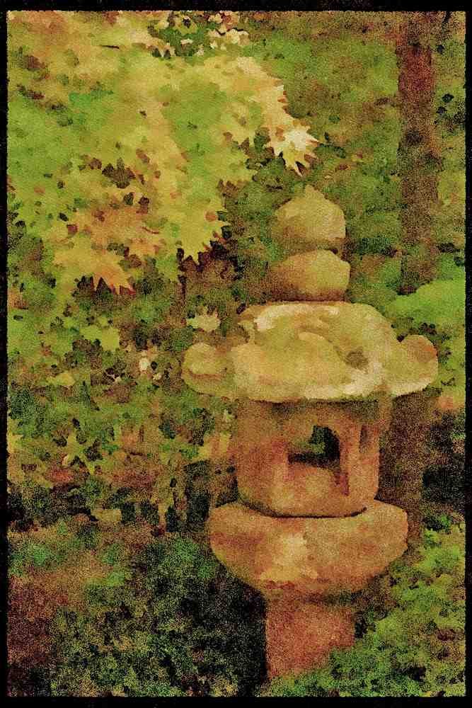 Japanese Japan Garden 334080 Stone Lantern Under Maple A4 Limited Edition Watercolour Print