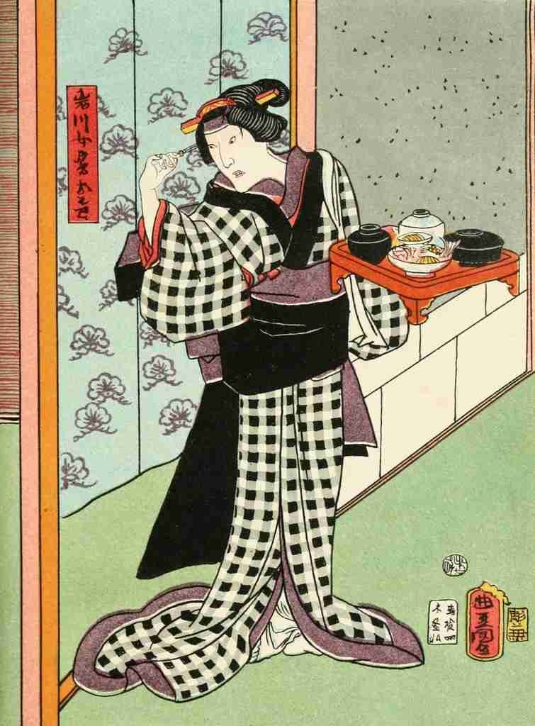 Japanese woman Niphon and Pe che li 1863 A4 Photo Print