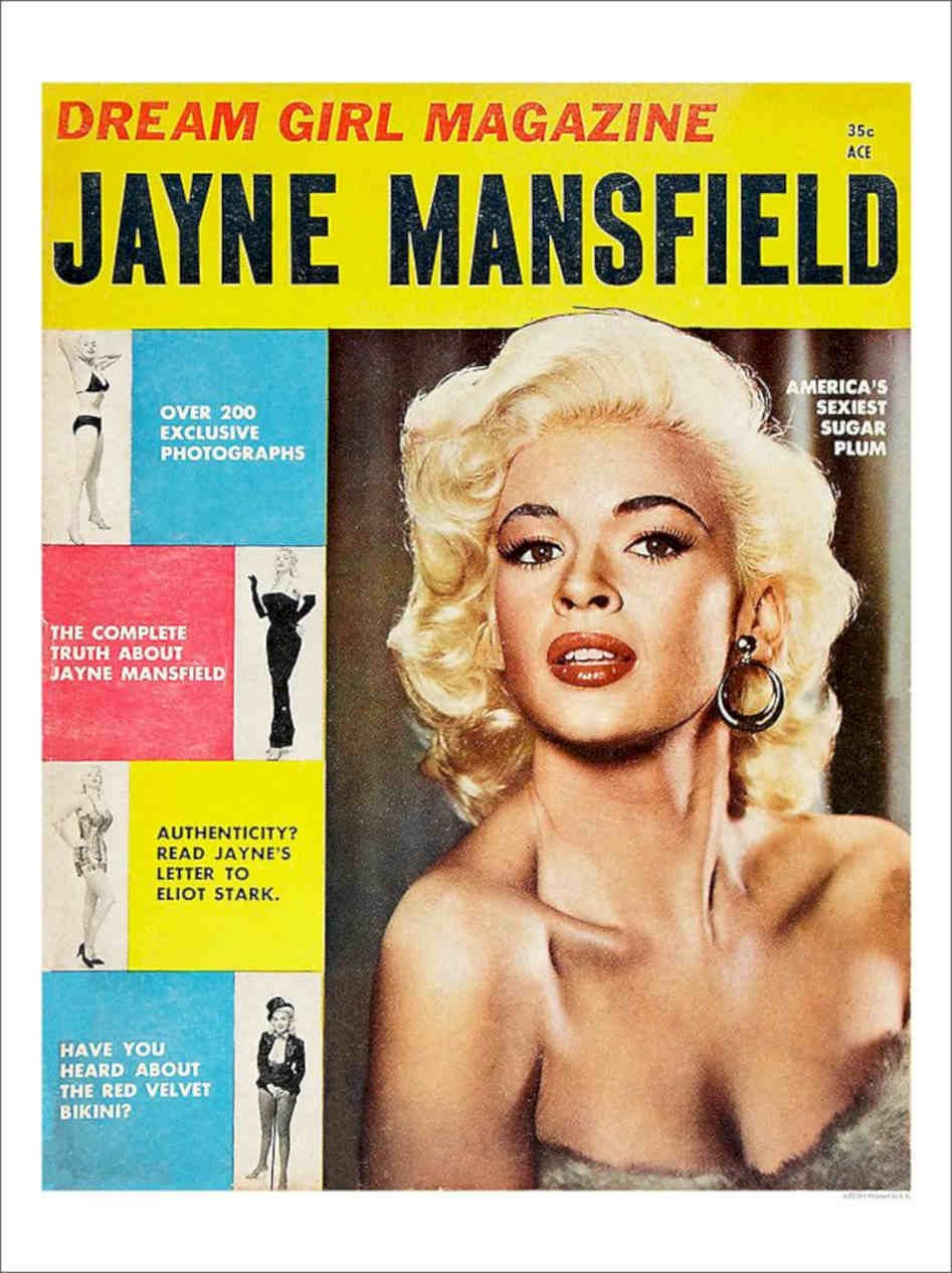 Jayne Mansfield Magazine Cover Vintage Retro Advert Poster A4 Photo Print