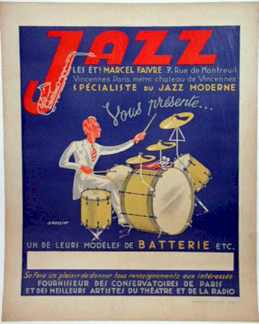 Jazz Drum Sax Vintage Retro Advert Poster A4 Photo Print
