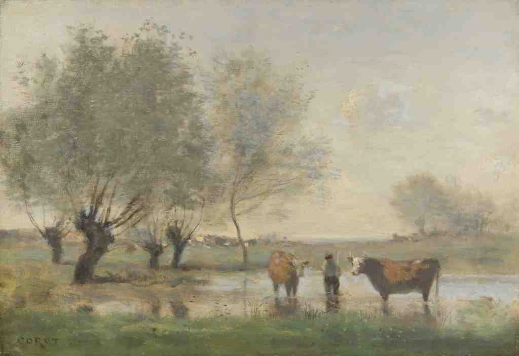 Jean Baptiste Camille Corot Cows in a Marshy Landscape A4 Photo Print