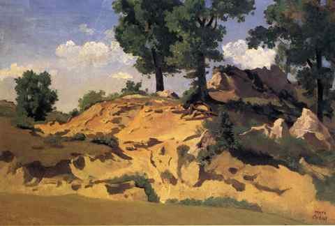 Jean Baptiste Camille Corot Trees And Rocks At La Serpentara A4 Photo Print