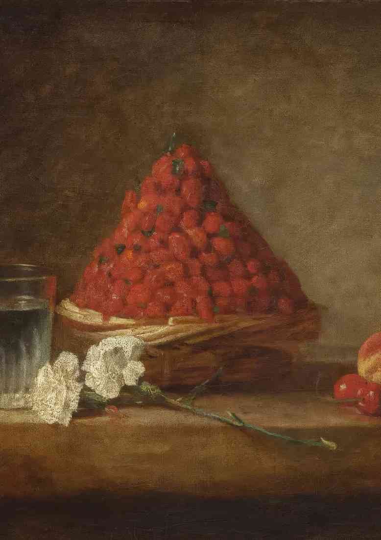 Jean Baptiste Simeon Chardin strawberry basket canasta de fresas CROP A4 Photo Print