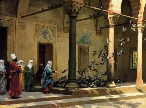 Jean Leon Gerome Women Feeding Pigeons A4 Photo Print