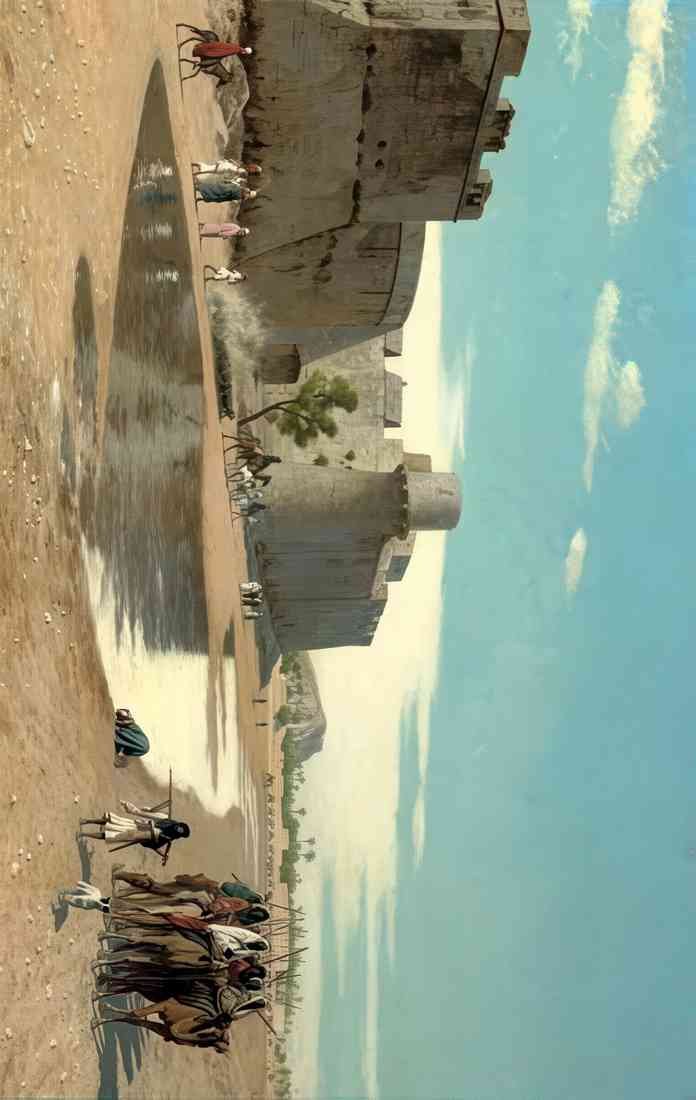 Jean Leon Gerome an arab caravan outside a fortified town egypt A4 Photo Print