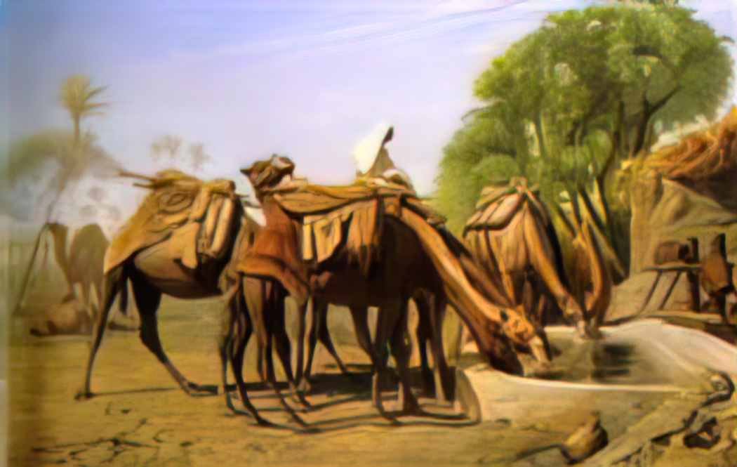 Jean Leon Gerome camels at the fountain Art A4 Photo Print
