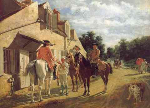 JeanLouis Ernest Meissonier At The Relay Station A4 Photo Print