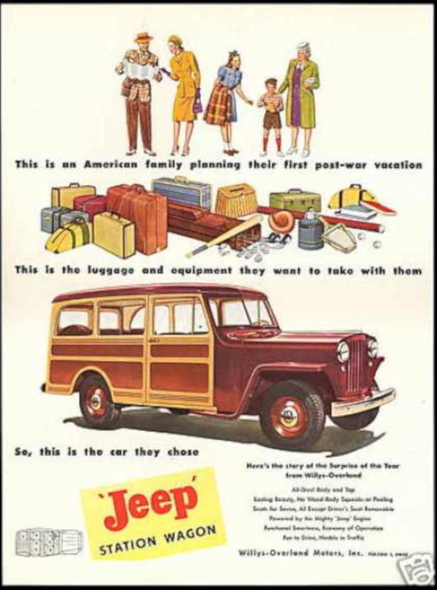 Jeep Station Wagon Vintage Retro Advert Ads A4 Photo Print