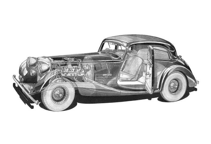 Jensen SType 1936 cutaway A4 Photo Print