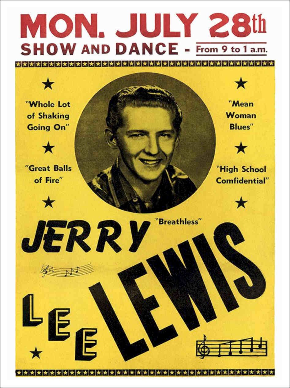 Jerry Lee Lewis Rock N Roll Concert Poster 1950s Vintage Retro Advert Poster A4
