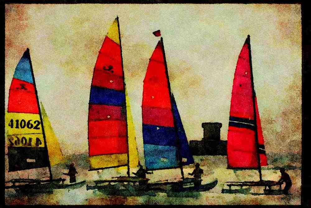 Jersey Channel Isles 286001 Hoby Cats, St. Ouen's Bay A4 Limited Edition Watercolour Print