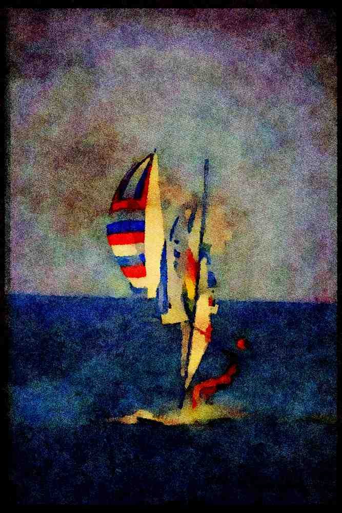 Jersey Channel Isles 286005 Windsurfer A4 Limited Edition Watercolour Print
