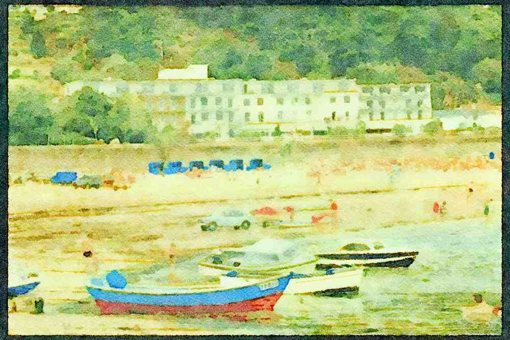 Jersey Channel Isles 286033 St. Brelade, A Popular Beach A4 Limited Edition Watercolour Print