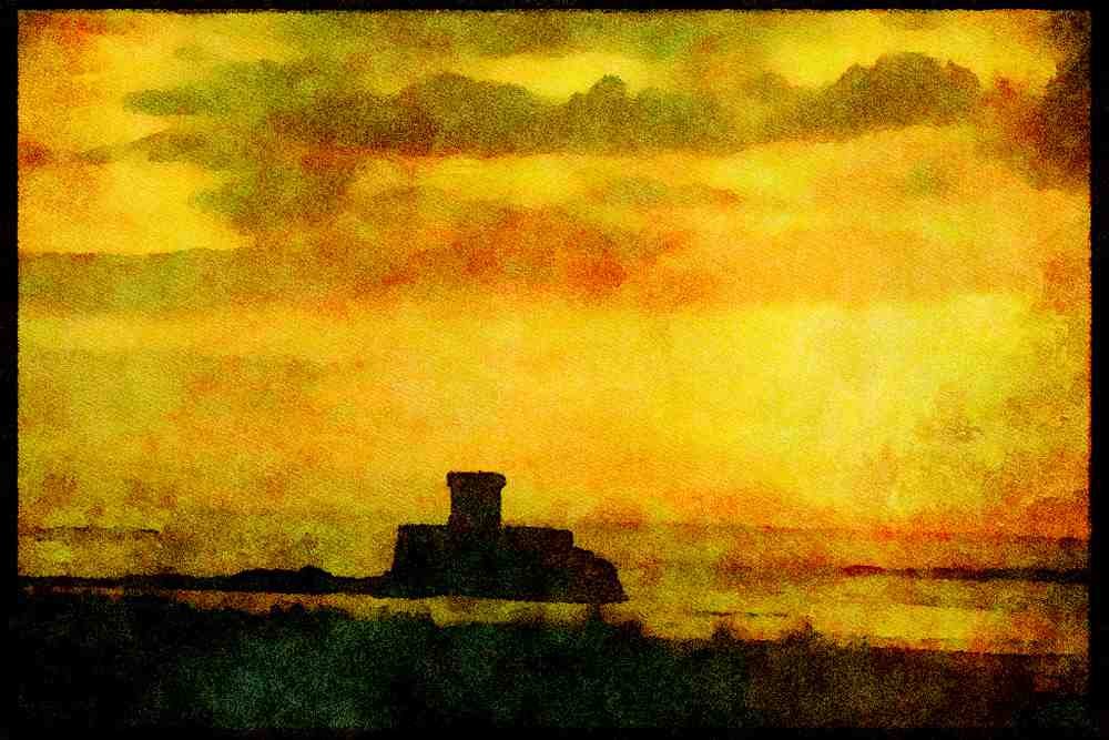 Jersey Channel Isles 286053 Rocco Tower A4 Limited Edition Watercolour Print