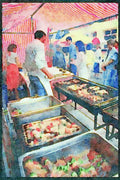 Jersey Channel Isles 286066 Market, Open Air Vendors A4 Limited Edition Watercolour Print