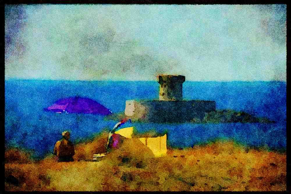 Jersey Channel Isles 286073 Picnic At Sand Dunes, St. Ouen_Rocco Tower A4 Limited Edition Watercolour Print