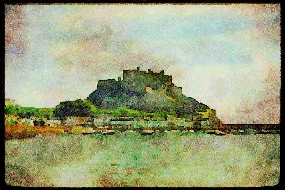 Jersey Channel Isles 286087 Castle, Mount Orgueil A4 Limited Edition Watercolour Print