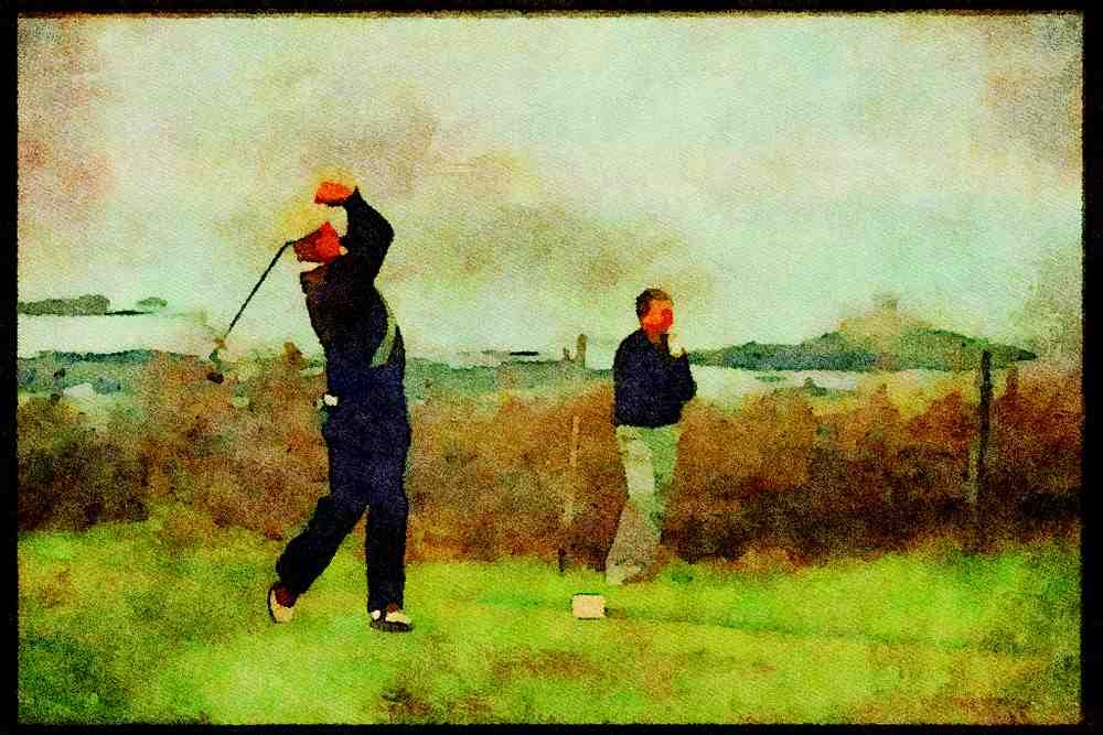 Jersey Channel Isles 286092 Golf At La Moye Golf Club A4 Limited Edition Watercolour Print