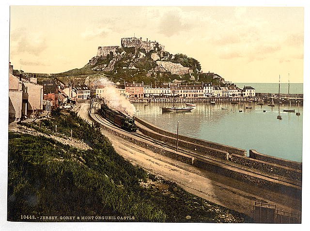 Jersey Gorey and the castle Channel Island Vintage A4 Photo Print