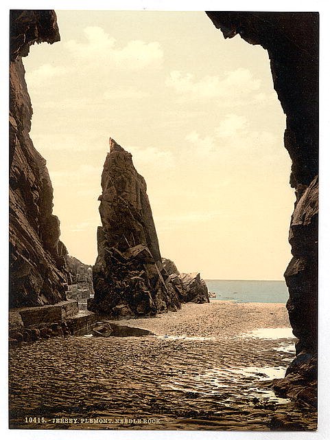 Jersey Plemont Caves and Needle Rock Channel Islands Vintage A4 Photo Print