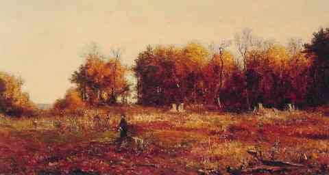 Jervis Mcentee Gathering Autumn Leaves A4 Photo Print