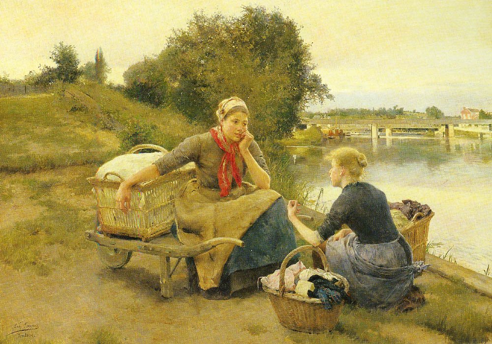 Jimenez y Aranda Luis WASHERWOMEN ON A RIVER BANK Art A4 Photo Print UK