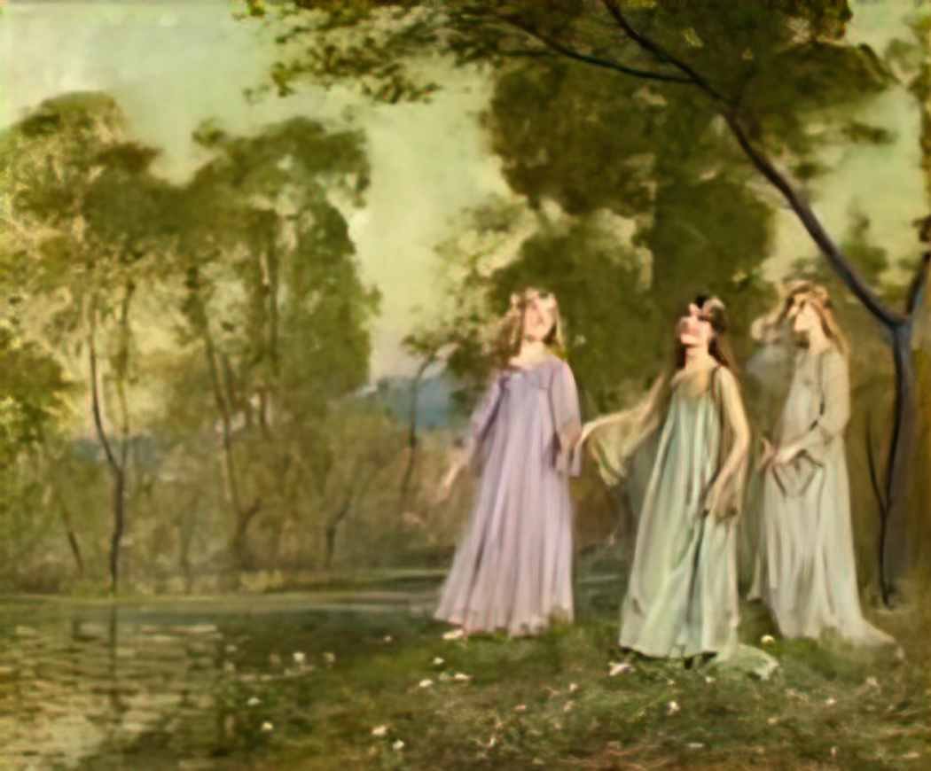 Joan Brull tres noies a la vora del riu joan brull i vinyoles 1863 19 Art A4 Photo Print UK