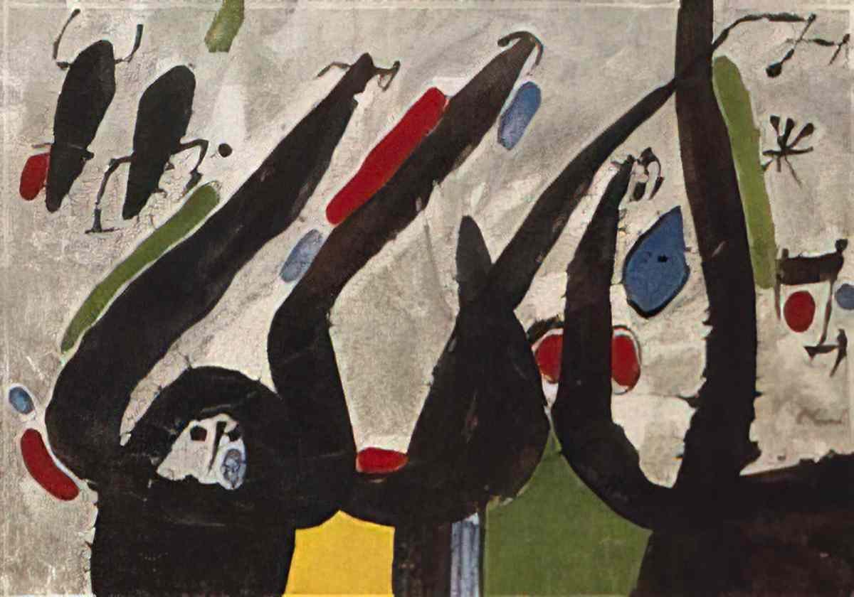 Joan Miro composition homme femme et oiseaux dans la nuit Art A4 Photo Print